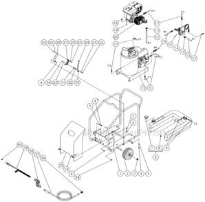 Frame Assembly After S/N 15010743 Diagram and Parts List for HSP-2003-3MGH  Mi-T-M Pressure Washer