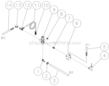 Unloader/Manifold Assembly Diagram and Parts List for HSP-2003-3MGH  Mi-T-M Pressure Washer