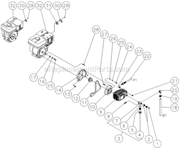 Part Location Diagram of 38-0054 Mi-T-M Flange/Pump Adapter