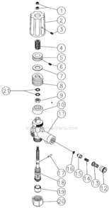 Unloader Diagram and Parts List for HSP-2403-1MGH  Mi-T-M Pressure Washer