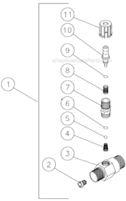 Detergent Injector Diagram and Parts List for HSP-2403-1MGH  Mi-T-M Pressure Washer