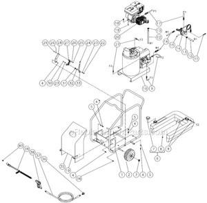 Frame Assembly After S/N 15010743 Diagram and Parts List for HSP-2403-3MGH  Mi-T-M Pressure Washer