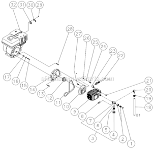 Engine/Pump Assembly Diagram and Parts List for HSP-2403-3MGH  Mi-T-M Pressure Washer