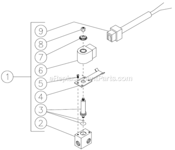 Fuel Solenoid Diagram and Parts List for HSP-2403-3MGR  Mi-T-M Pressure Washer