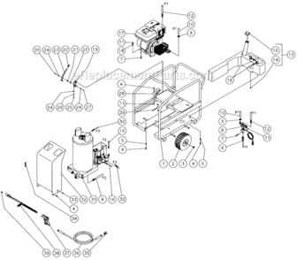 Frame Assembly Diagram and Parts List for HSP-3003-3MGH  Mi-T-M Pressure Washer