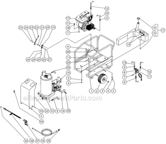 Frame Assembly Diagram and Parts List for HSP-3003-3MGR  Mi-T-M Pressure Washer