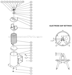 Boiler Assembly Diagram and Parts List for HSP-3004-1MGH  Mi-T-M Pressure Washer