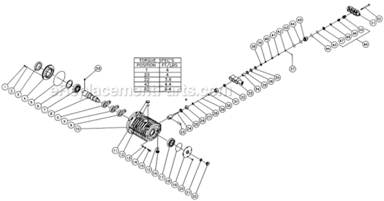 High Pressure Pump Diagram and Parts List for HSP-3004-1MGH  Mi-T-M Pressure Washer