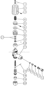 Unloader Diagram and Parts List for HSP-3004-1MGH  Mi-T-M Pressure Washer