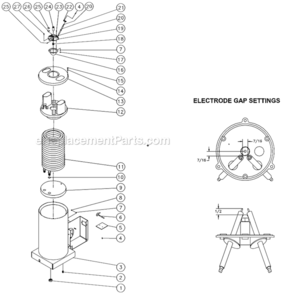 Boiler Assembly Diagram and Parts List for HSP-3004-1MGV  Mi-T-M Pressure Washer