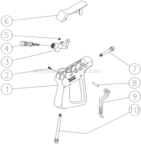 Gun Assembly Diagram and Parts List for HSP-3504-1MGV  Mi-T-M Pressure Washer