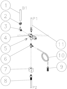 Unloader/Manifold Assembly Diagram and Parts List for HSP-3504-3MGH  Mi-T-M Pressure Washer