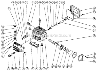 Pump Assembly Diagram and Parts List for HU-1002-0M12  Mi-T-M Pressure Washer