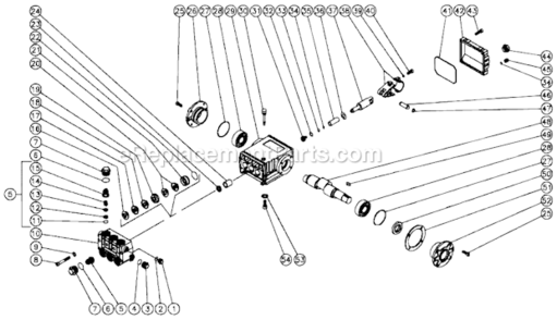 Pump Assembly Diagram and Parts List for HU-3004-0M11  Mi-T-M Pressure Washer