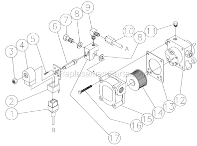 Fuel Pump And Solenoid Assembly Diagram and Parts List for HU-3004-0M31  Mi-T-M Pressure Washer