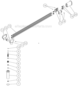Angled Dual Lance Assembly Diagram and Parts List for HVSSERIES  Mi-T-M Pressure Washer