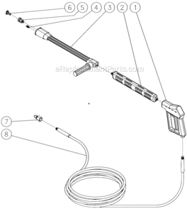Gun/Wand/Hose Assembly A Diagram and Parts List for HVSSERIES  Mi-T-M Pressure Washer