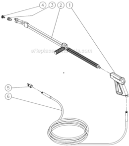 Gun/Wand/Hose Assembly B Diagram and Parts List for HVSSERIES  Mi-T-M Pressure Washer