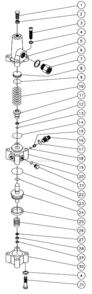 Unloader Assembly Diagram and Parts List for HVSSERIES  Mi-T-M Pressure Washer