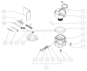 Assembly Diagram and Parts List for MV-900-0MEV  Mi-T-M Utility Vacuum