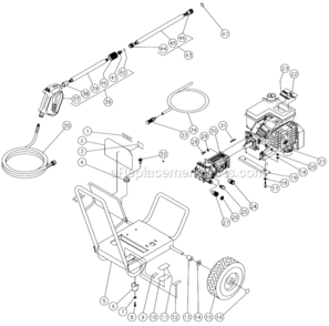 Frame Assembly Diagram and Parts List for WP-2000-1MTB  Mi-T-M Pressure Washer