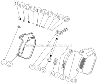 Gun Assembly Diagram and Parts List for WP-2000-1MTB  Mi-T-M Pressure Washer
