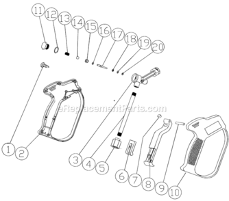 Gun Assembly Diagram and Parts List for WP-2003-0MHB  Mi-T-M Pressure Washer