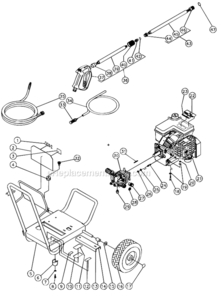 Frame Assembly Diagram and Parts List for WP-2400-0MTB  Mi-T-M Pressure Washer