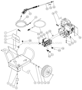 Frame Assembly After S/N 10070000 Diagram and Parts List for WP-2400-3MIB  Mi-T-M Pressure Washer