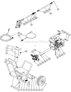 Frame Assembly Diagram and Parts List for WP-2403-0MHB  Mi-T-M Pressure Washer