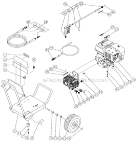 Frame Assembly Before S/N 10070000 Diagram and Parts List for WP-3003-0MHB  Mi-T-M Pressure Washer