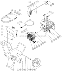 Frame Assembly Before S/N 10070000 Diagram and Parts List for WP-3003-0MVB  Mi-T-M Pressure Washer