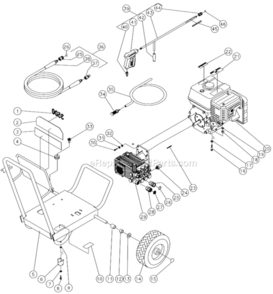 Frame Assembly Before S/N 10070000 Diagram and Parts List for WP-3500-0MVB  Mi-T-M Pressure Washer