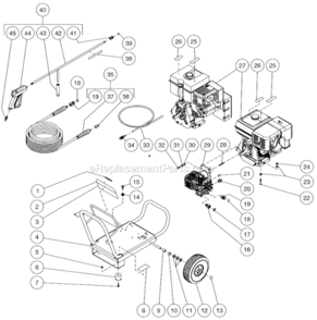 Frame Assembly S/N 10176595 Diagram and Parts List for WP-3500-0MVB  Mi-T-M Pressure Washer
