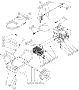 Frame Assembly After S/N 10070000 Diagram and Parts List for WP-3504-0MHB  Mi-T-M Pressure Washer