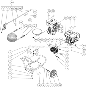 Frame Assembly After S/N 10176595 Diagram and Parts List for WP-3504-0MHB  Mi-T-M Pressure Washer