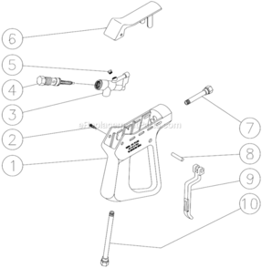 Gun Assembly Diagram and Parts List for WP-3504-0MHB  Mi-T-M Pressure Washer