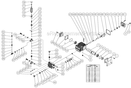 Pump Assembly Diagram and Parts List for WP-3504-0MHB  Mi-T-M Pressure Washer