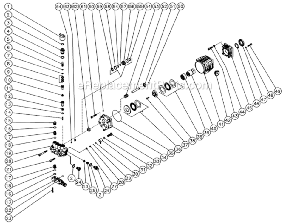 Pump Assembly Diagram and Parts List for WP-2000-1MTB  Mi-T-M Pressure Washer