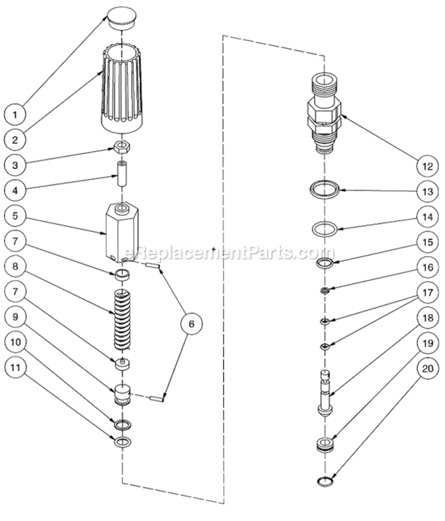 Unloader Assembly Diagram and Parts List for WP-2000-2MIB  Mi-T-M Pressure Washer