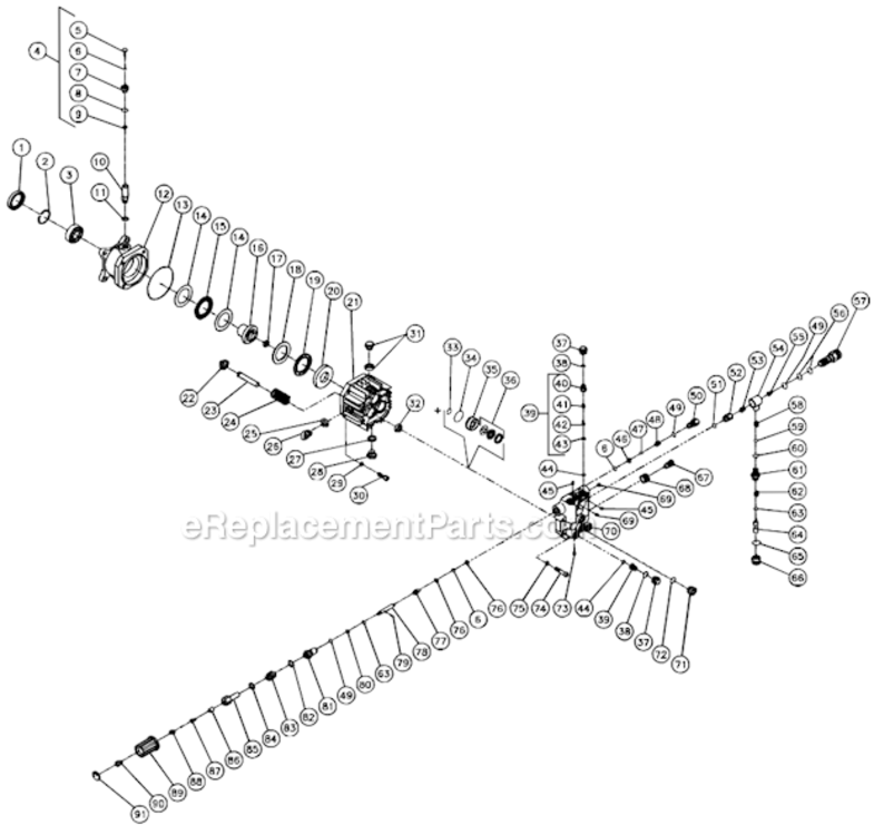 Pump Assembly Diagram and Parts List for WP-2400-0MTB  Mi-T-M Pressure Washer