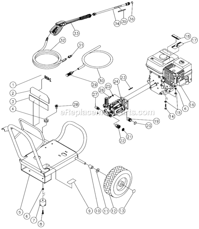 Frame Assembly After S/N 10070000 Diagram and Parts List for WP-2403-3MHB  Mi-T-M Pressure Washer
