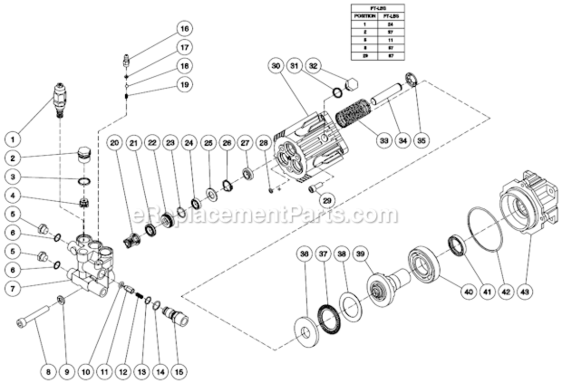 Pump Assembly Diagram and Parts List for WP-2500-4MHB  Mi-T-M Pressure Washer