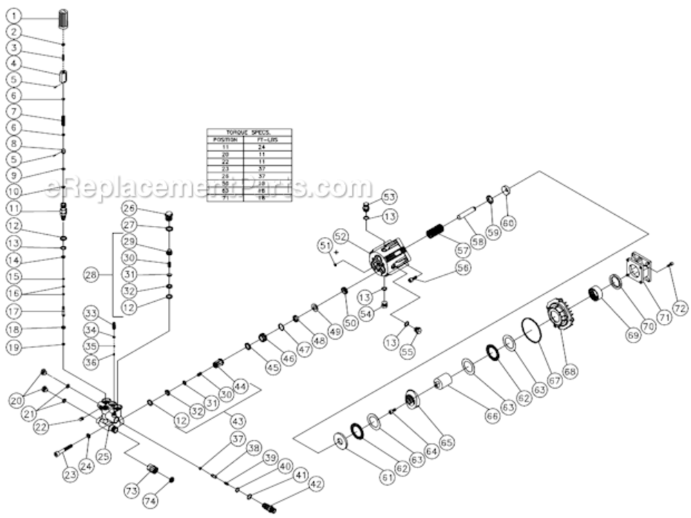 Pump Assembly Before S/N 10079329 Diagram and Parts List for WP-2550-3MBB  Mi-T-M Pressure Washer