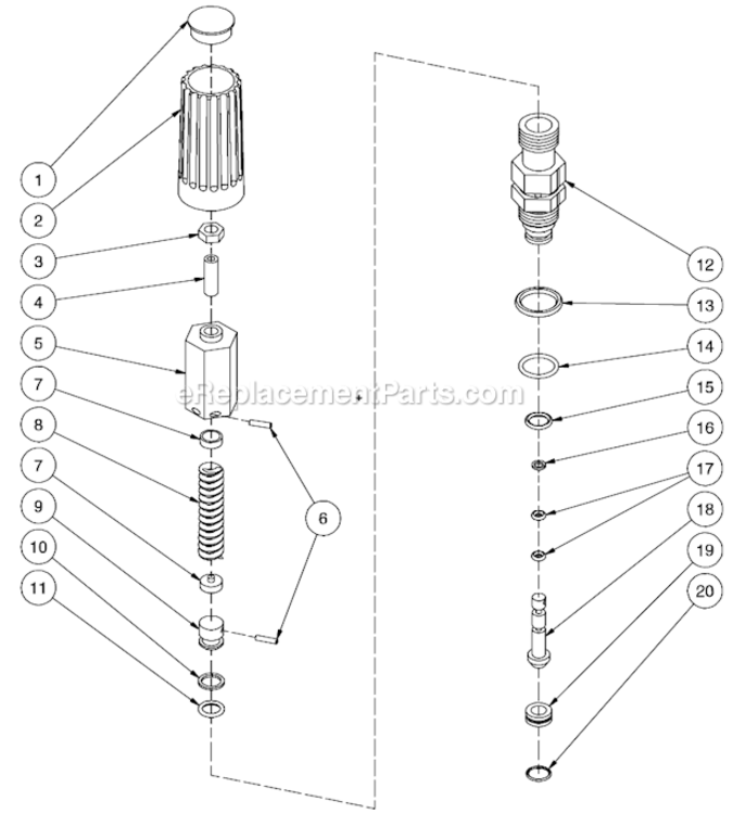 Unloader Assembly Diagram and Parts List for WP-2550-3MBB  Mi-T-M Pressure Washer
