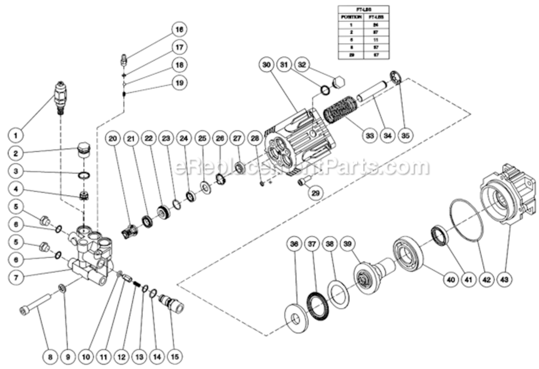 Pump Assembly Diagram and Parts List for WP-2700-4MHB  Mi-T-M Pressure Washer