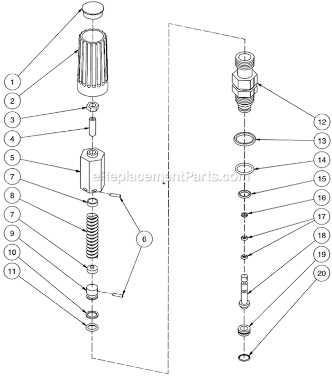 Unloader Assembly Diagram and Parts List for WP-2703-3MHB  Mi-T-M Pressure Washer