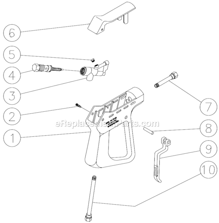 Gun Assembly Diagram and Parts List for WP-3000-0MIB  Mi-T-M Pressure Washer