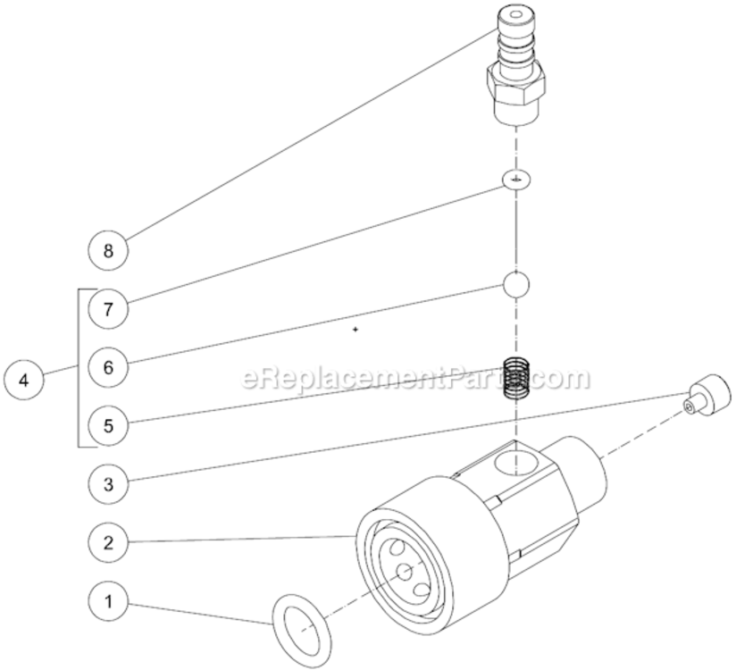 Detergent Injector Diagram and Parts List for WP-3000-4MHB  Mi-T-M Pressure Washer