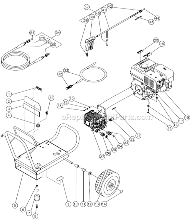 Frame Assembly After S/N 10070000 Diagram and Parts List for WP-3003-0MHB  Mi-T-M Pressure Washer